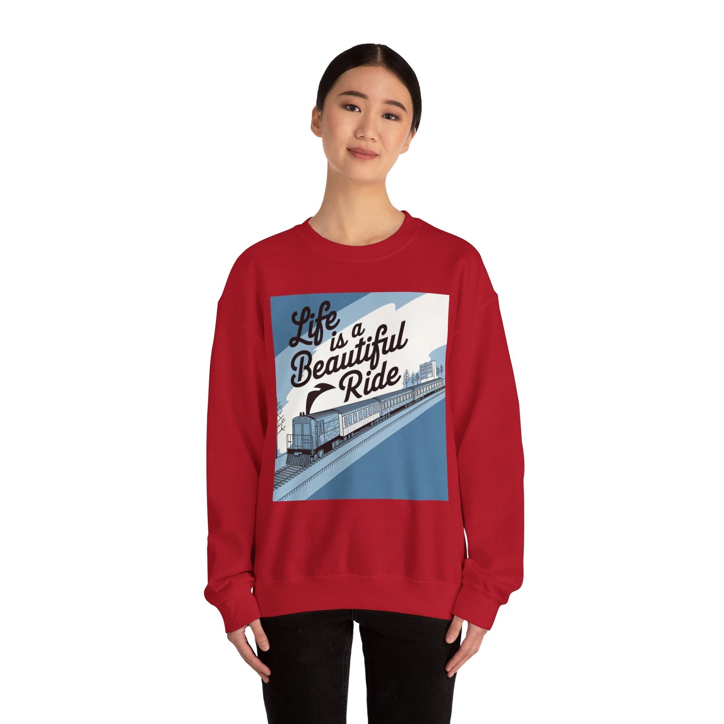 Life Is A Beautiful Ride Unisex Heavy Blend™ Crewneck Sweatshirt Gildan 18000