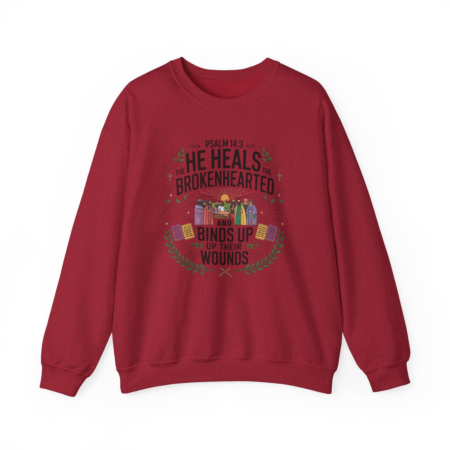 He Heals The Brokenhearted And Binds Their Wounds Unisex Heavy Blend™ Crewneck Sweatshirt