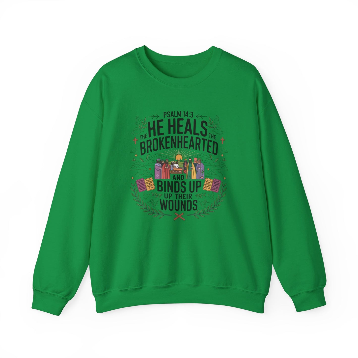 He Heals The Brokenhearted And Binds Their Wounds Unisex Heavy Blend™ Crewneck Sweatshirt