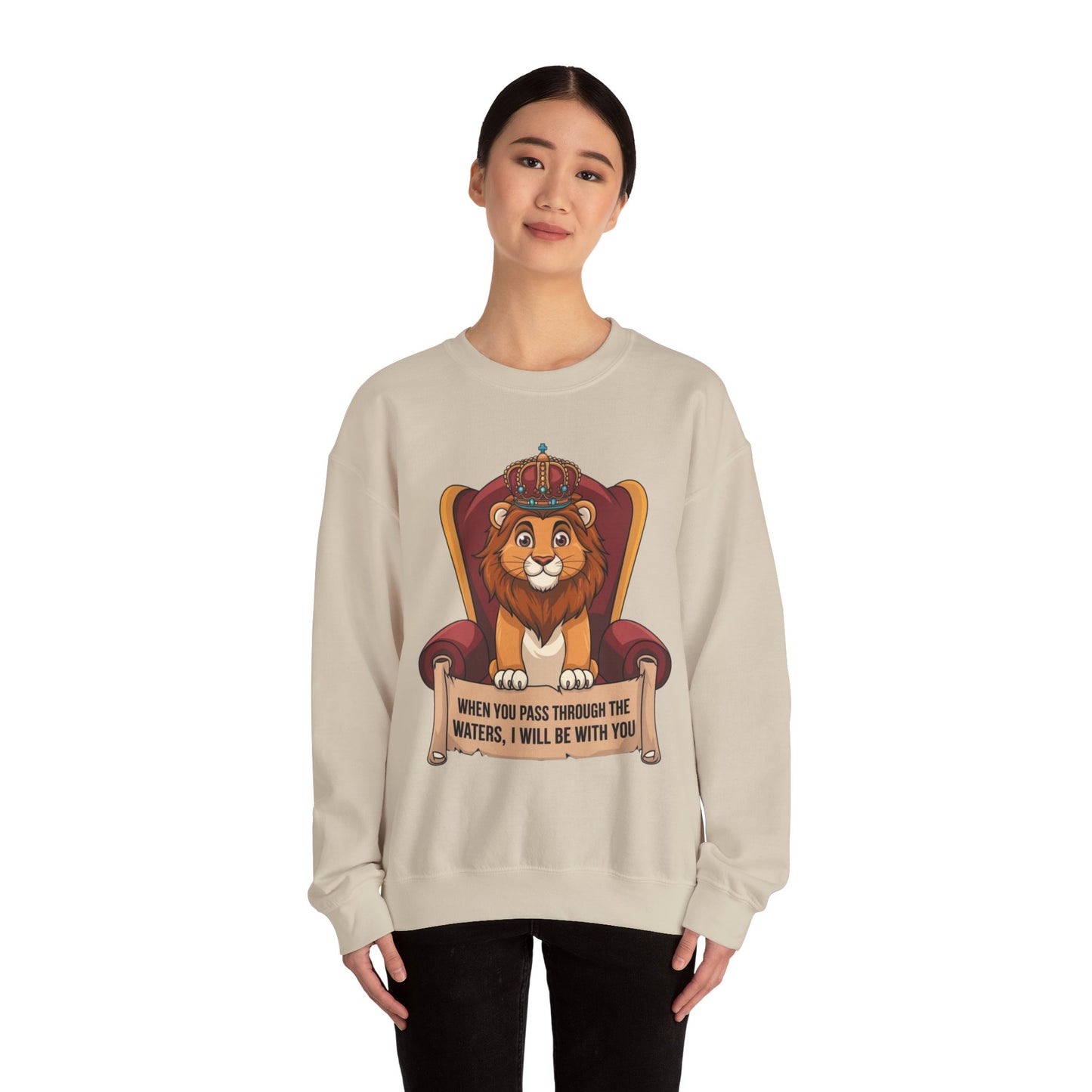 When You Pass Through The Waters, I Will Be With You Unisex Heavy Blend™ Crewneck Sweatshirt Gildan 18000