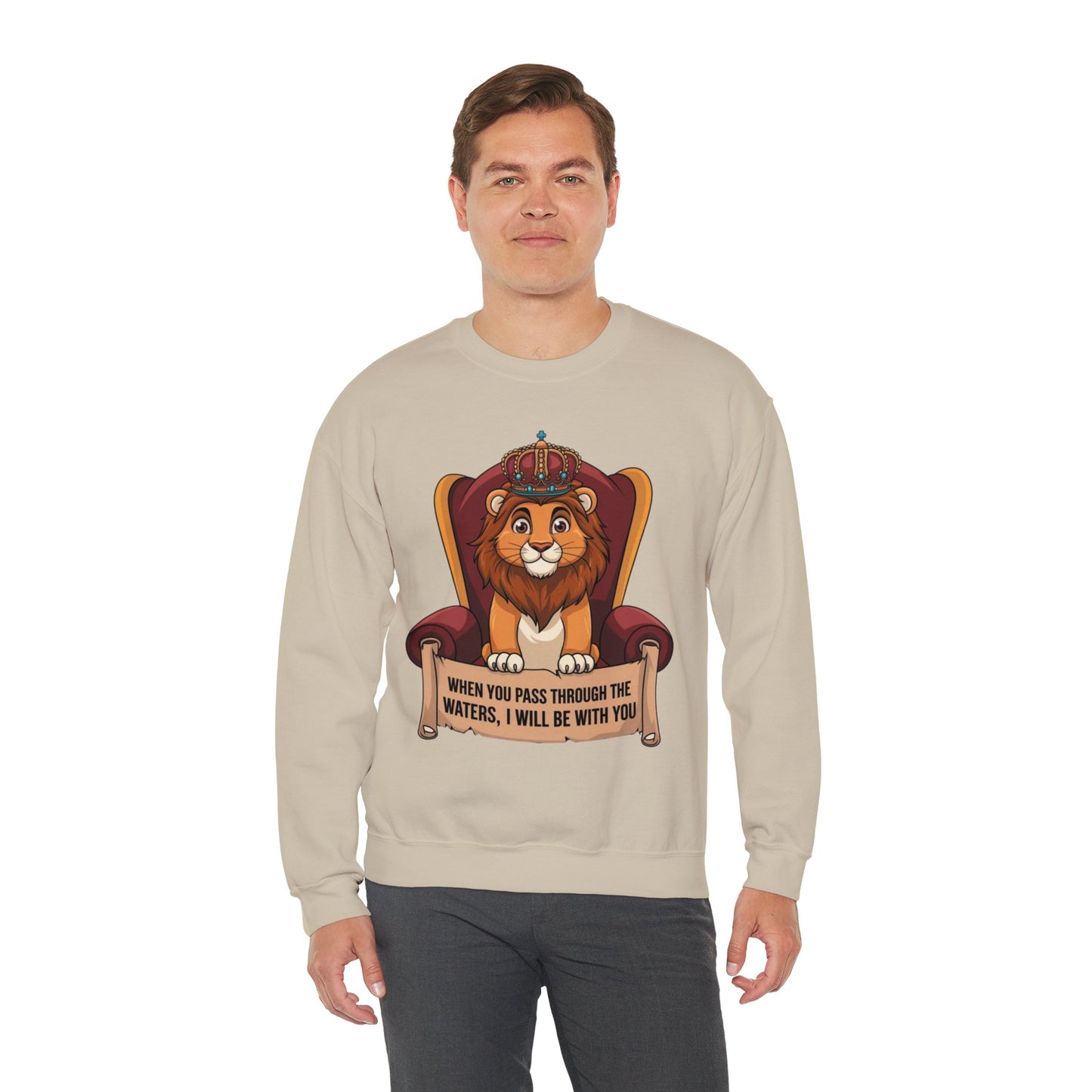 When You Pass Through The Waters, I Will Be With You Unisex Heavy Blend™ Crewneck Sweatshirt Gildan 18000