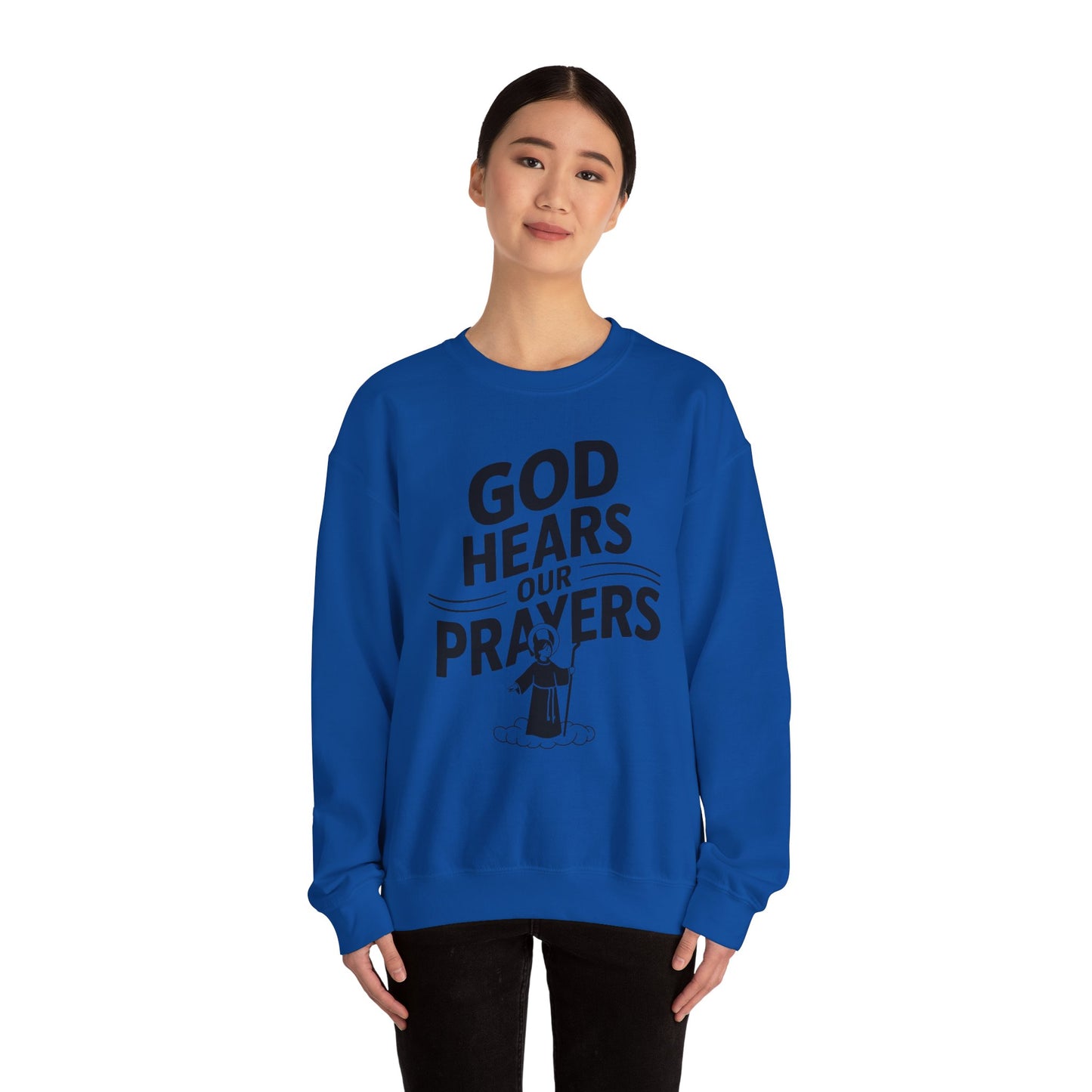 GOD Hears Our Prayers Unisex Heavy Blend™ Crewneck Sweatshirt