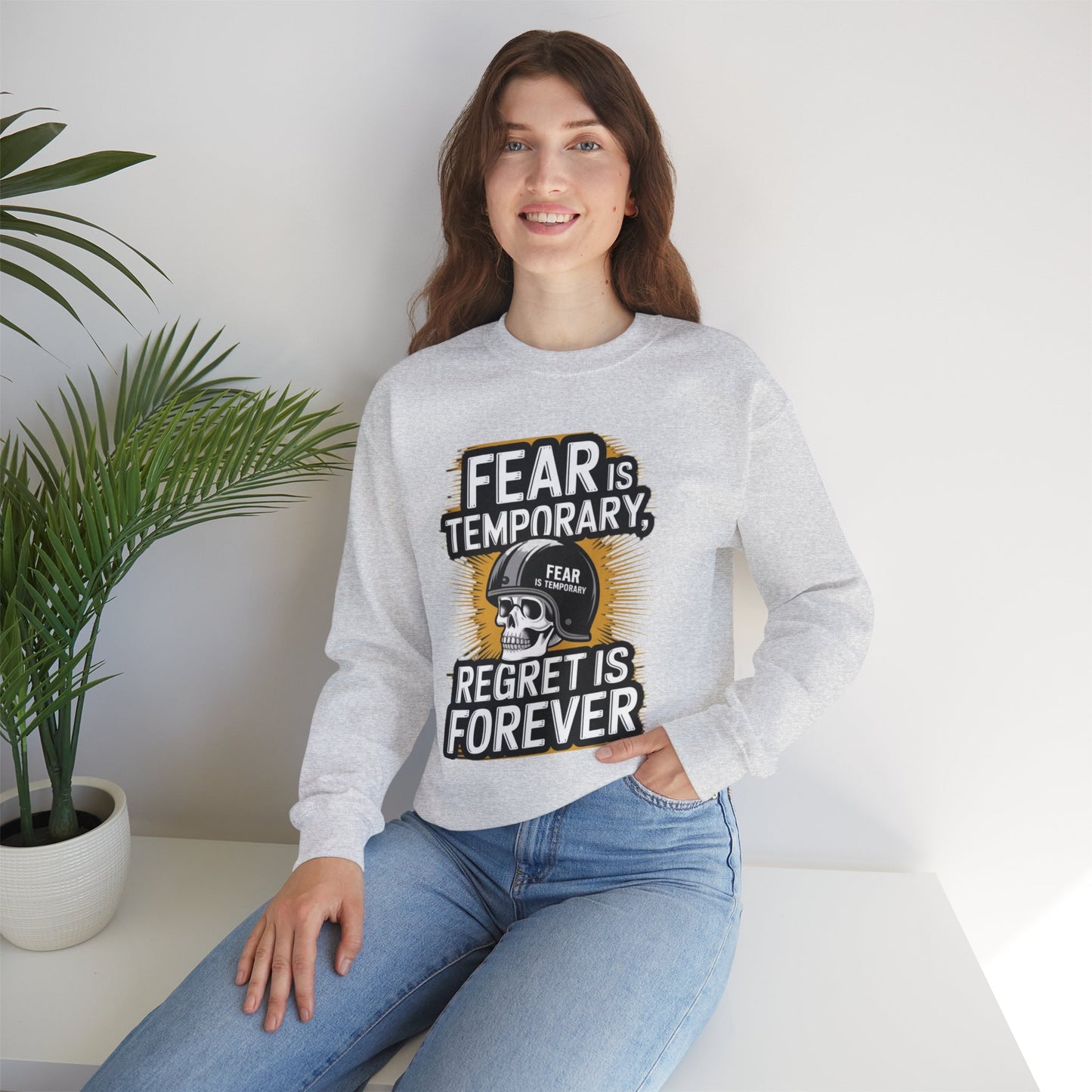 Fear Is Temporary Regret Is Forever Unisex Heavy Blend™ Crewneck Sweatshirt