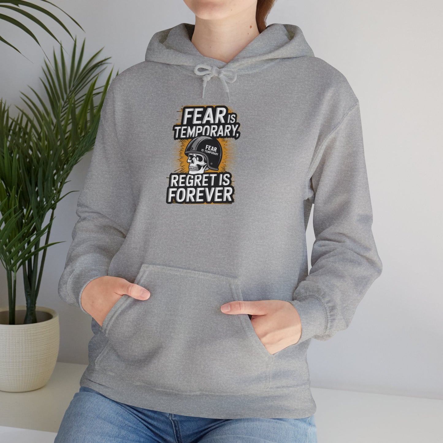 Fear Is Temporary, Regret Is Forever Unisex Heavy Blend™ Hoodie, Hooded Sweatshirt Gildan 18500