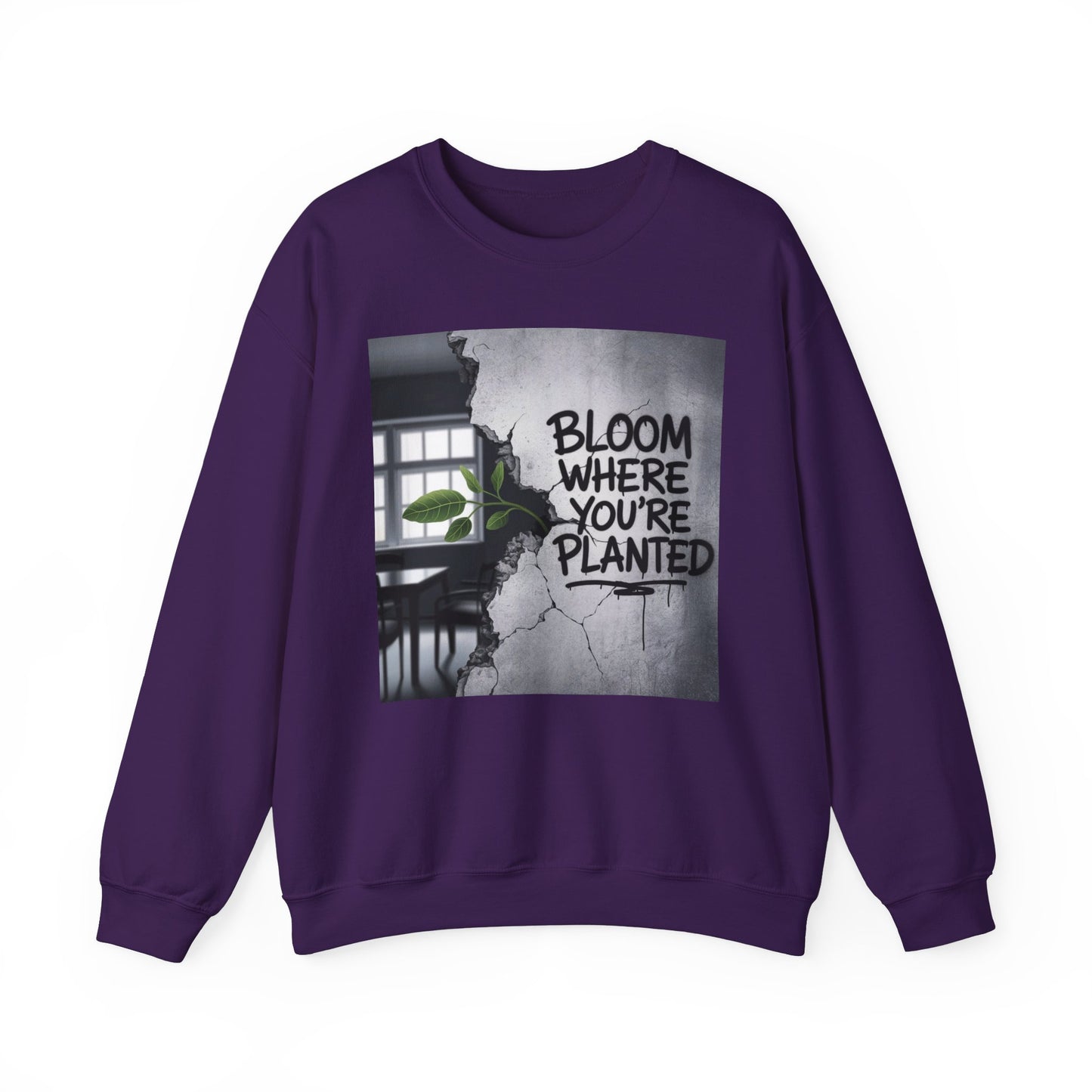 Bloom Where You Are Planted Unisex Heavy Blend™ Crewneck Sweatshirt Gildan 18000