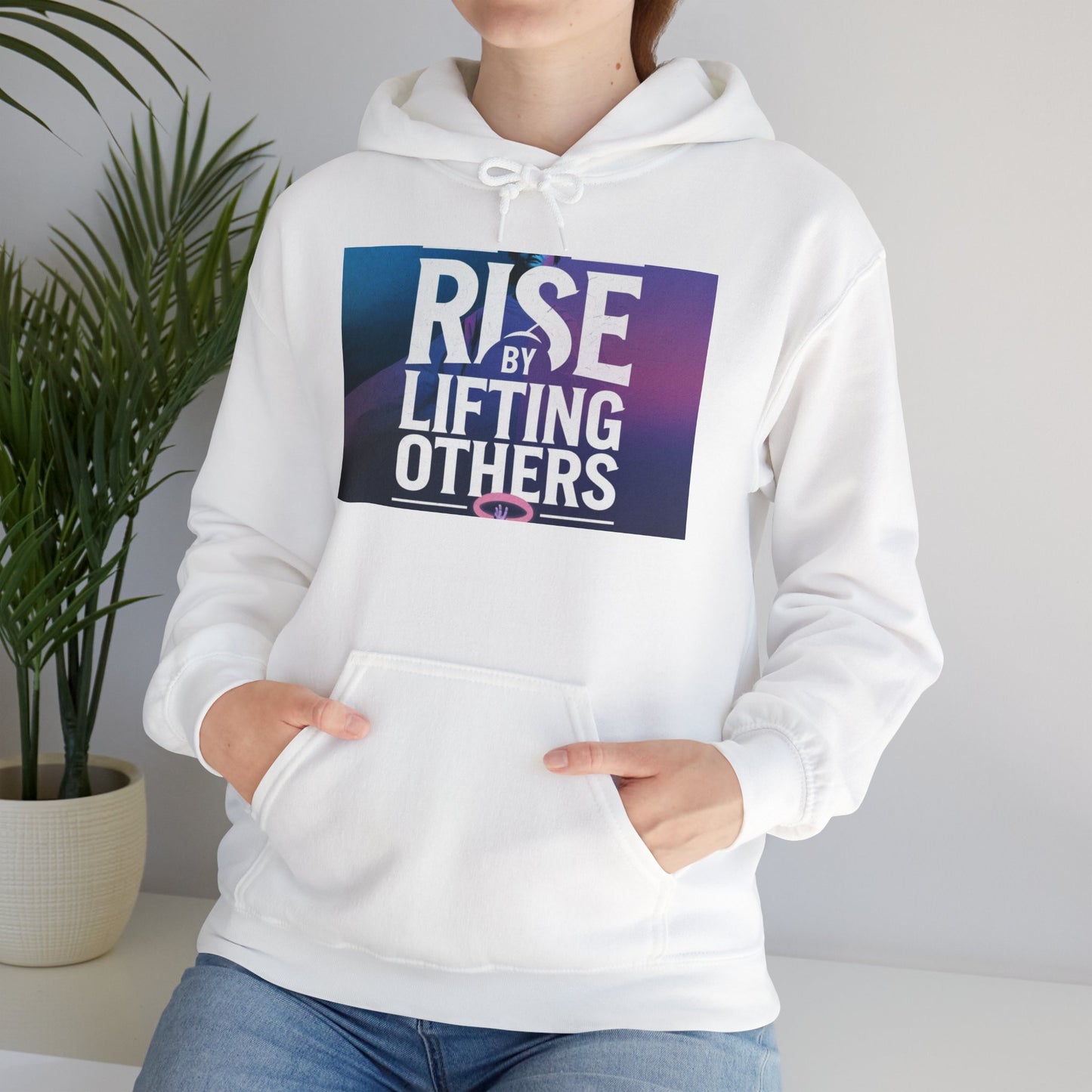 Rise By Lifting Others Hoodie - Inspirational Unisex Hooded Sweatshirt Gildan 18500