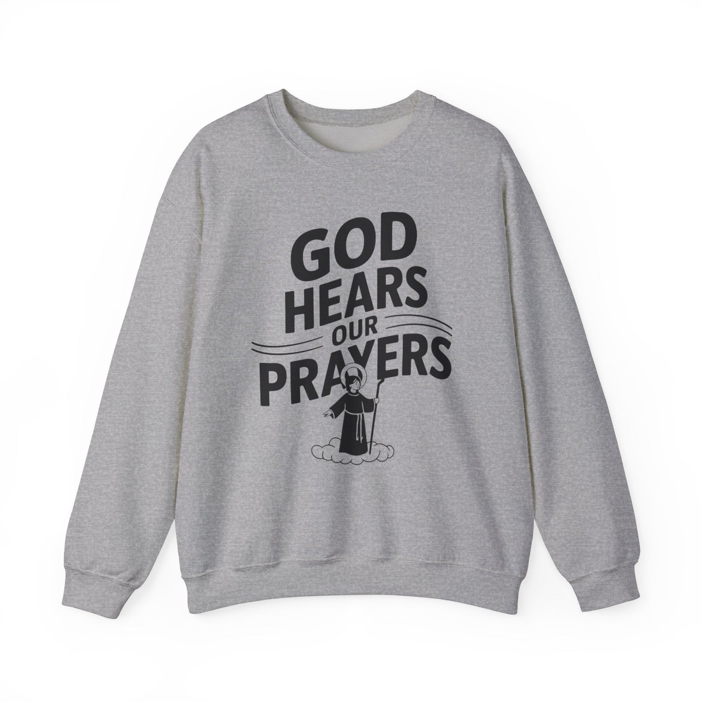 GOD Hears Our Prayers Unisex Heavy Blend™ Crewneck Sweatshirt