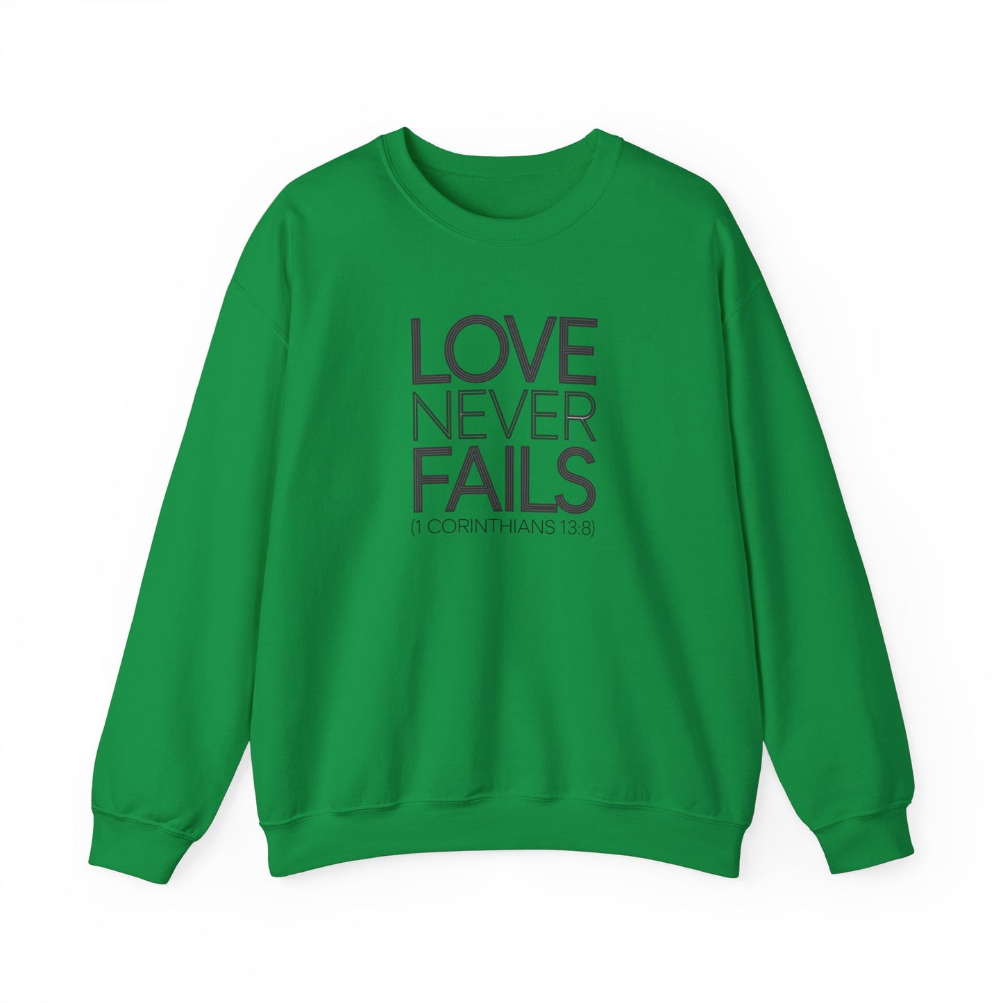 Love Never Fails  Unisex Heavy Blend™ Crewneck Sweatshirt