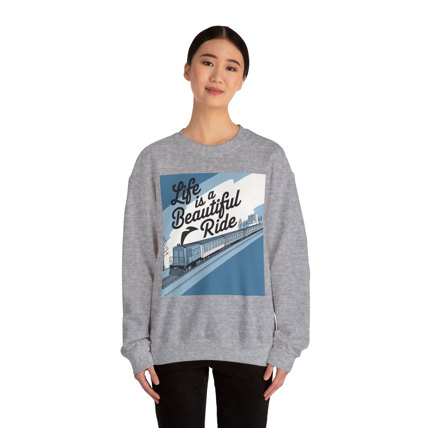 Life Is A Beautiful Ride Unisex Heavy Blend™ Crewneck Sweatshirt Gildan 18000