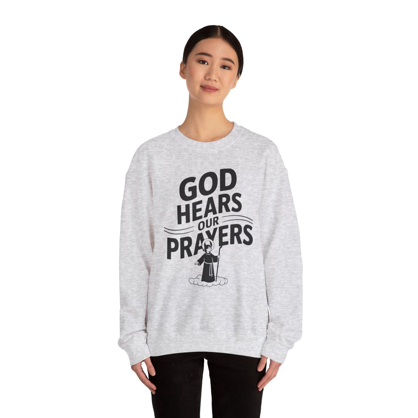 GOD Hears Our Prayers Unisex Heavy Blend™ Crewneck Sweatshirt