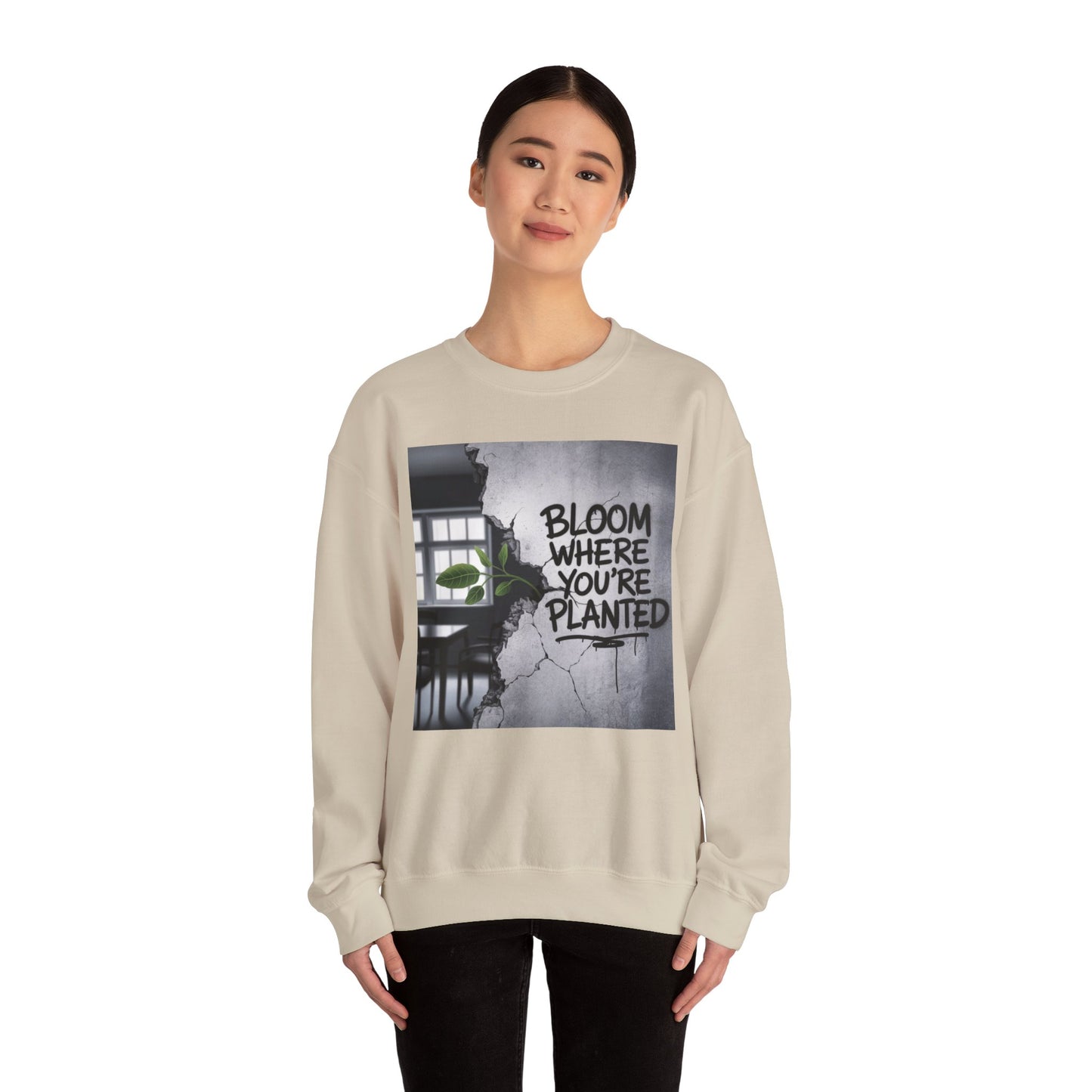 Bloom Where You Are Planted Unisex Heavy Blend™ Crewneck Sweatshirt Gildan 18000