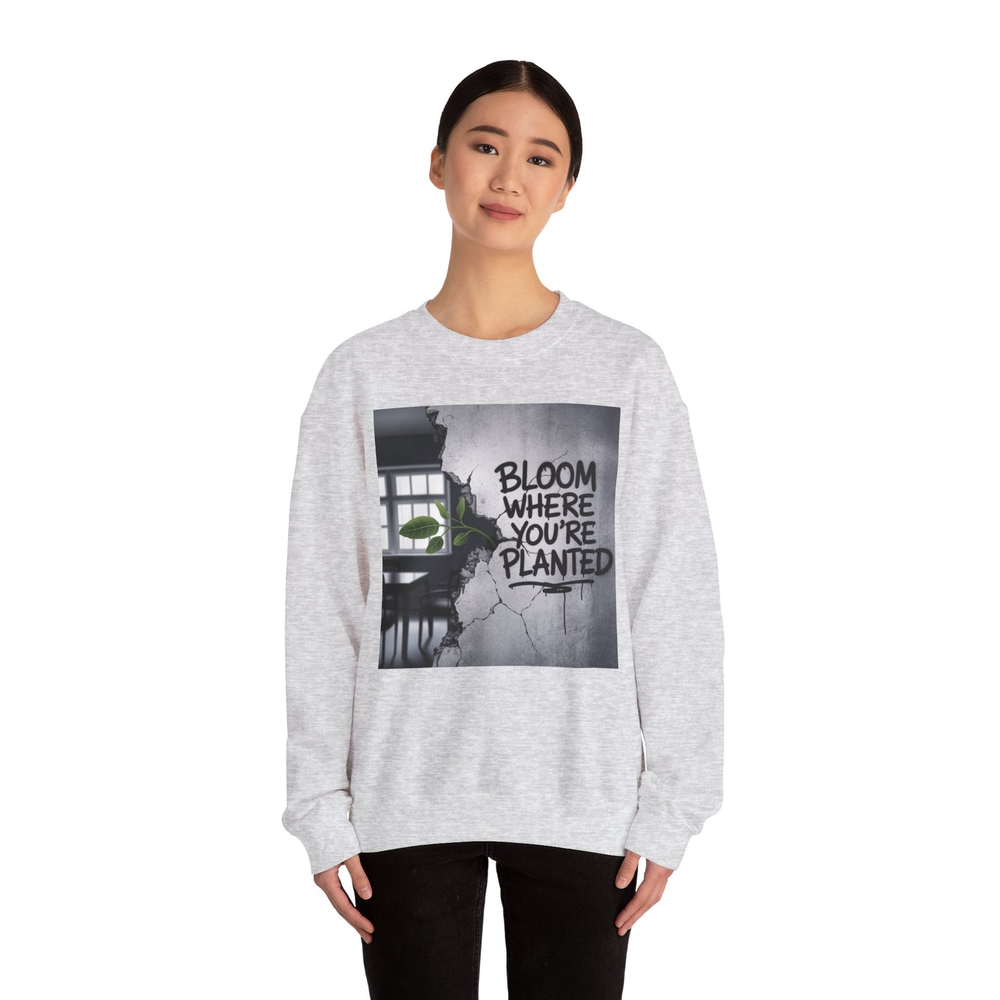 Bloom Where You Are Planted Unisex Heavy Blend™ Crewneck Sweatshirt Gildan 18000