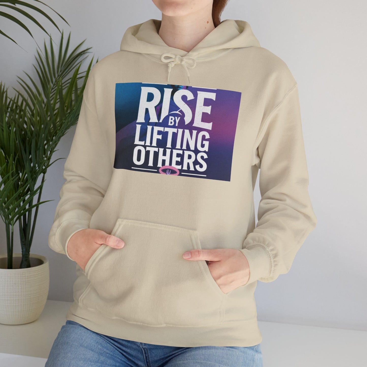 Rise By Lifting Others Hoodie - Inspirational Unisex Hooded Sweatshirt Gildan 18500