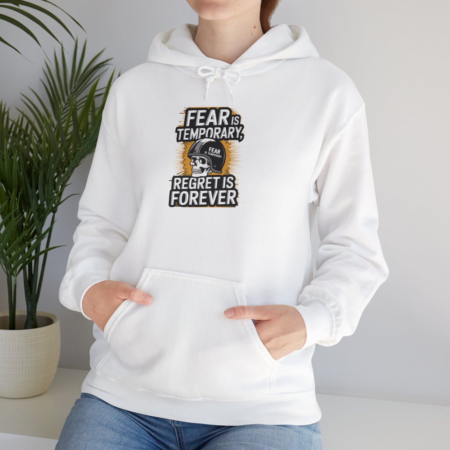 Fear Is Temporary, Regret Is Forever Unisex Heavy Blend™ Hoodie, Hooded Sweatshirt Gildan 18500