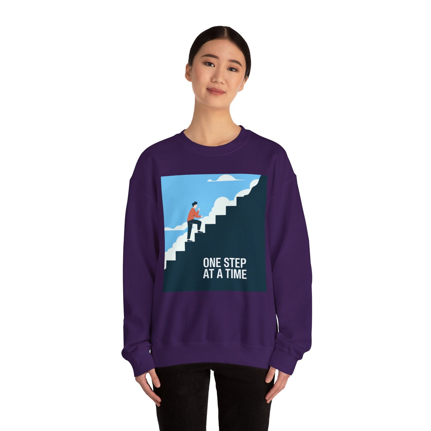 One Step At A Time Unisex Heavy Blend™ Crewneck Sweatshirt Gildan 18000