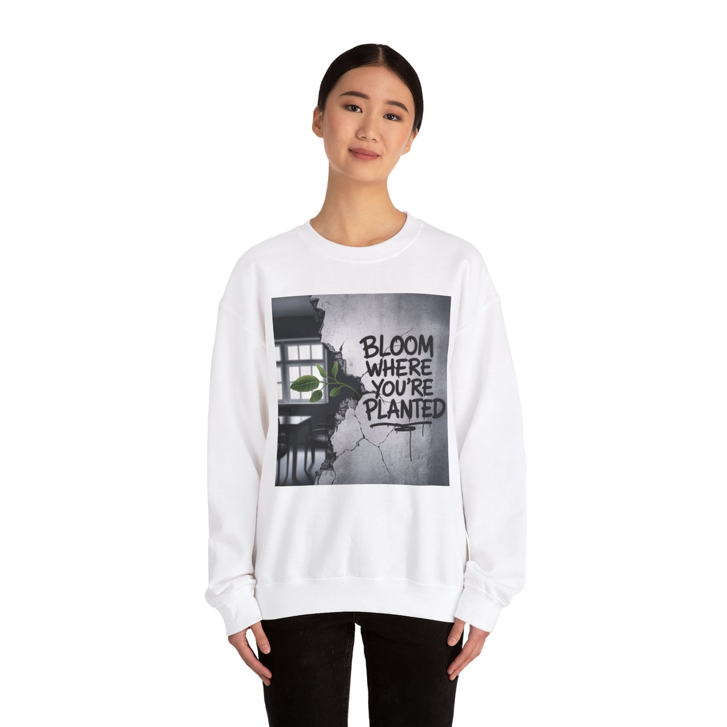 Bloom Where You Are Planted Unisex Heavy Blend™ Crewneck Sweatshirt Gildan 18000