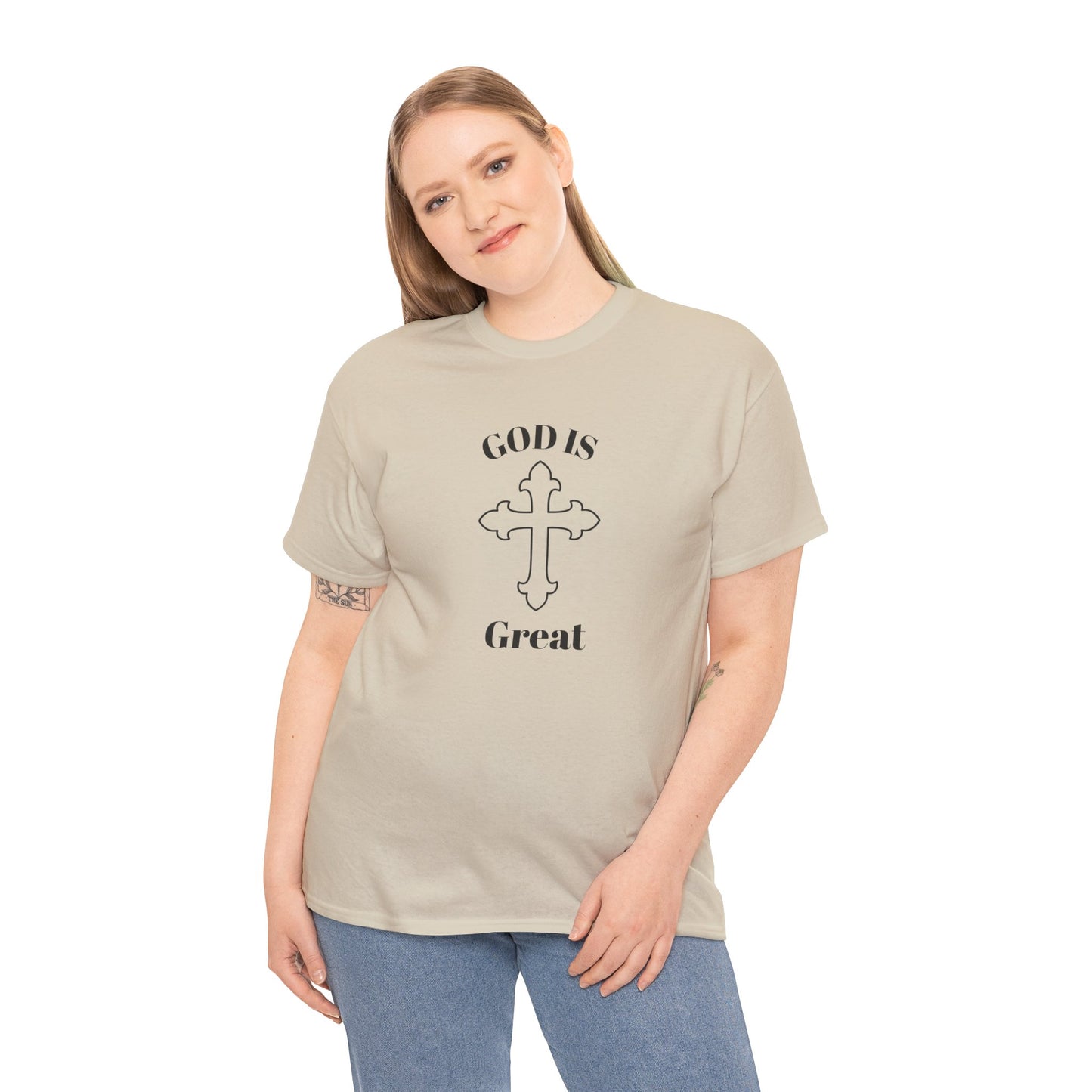 Religious Graphic Tee - GOD Is Great Unisex Heavy Cotton Tee