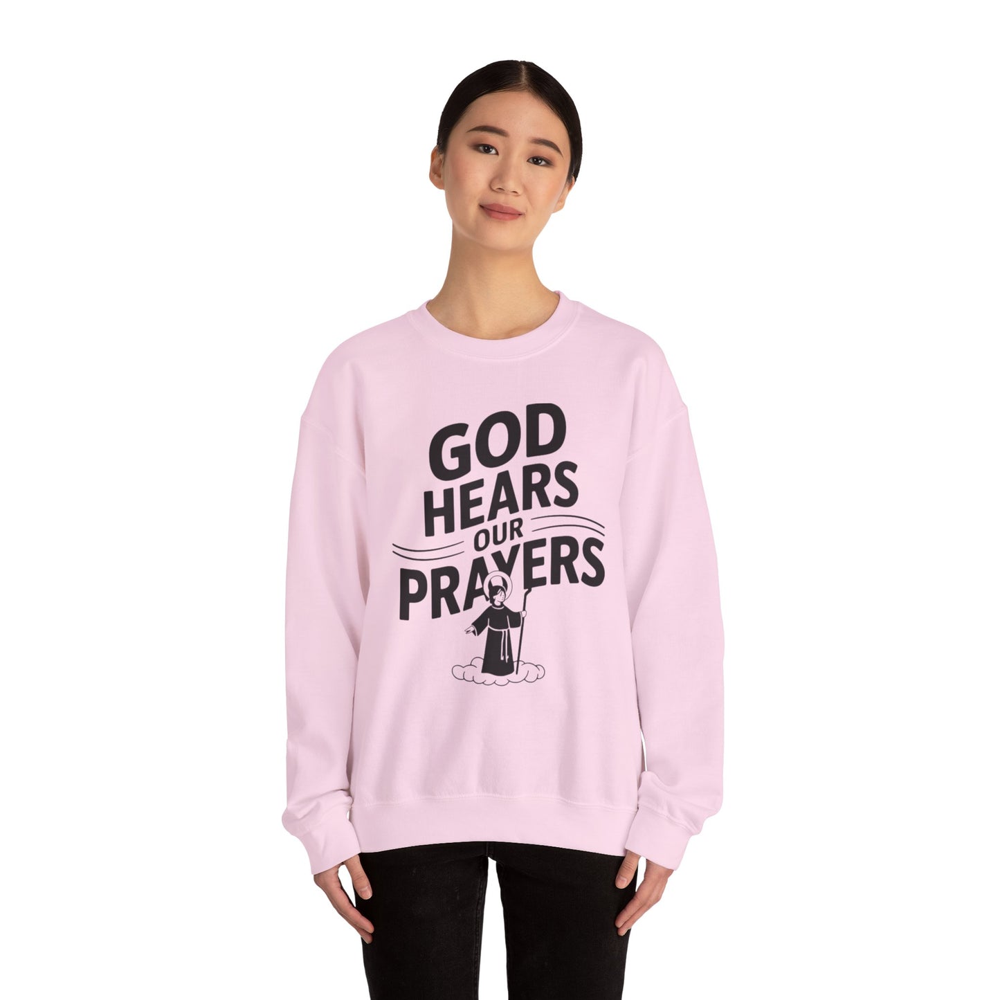 GOD Hears Our Prayers Unisex Heavy Blend™ Crewneck Sweatshirt