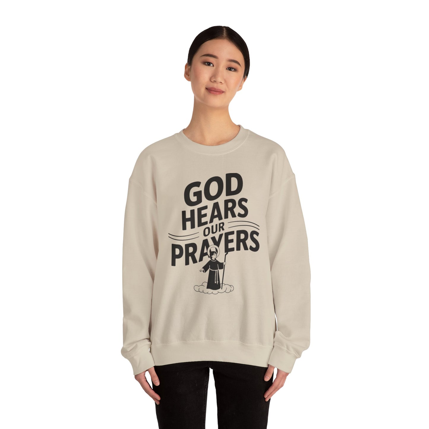 GOD Hears Our Prayers Unisex Heavy Blend™ Crewneck Sweatshirt