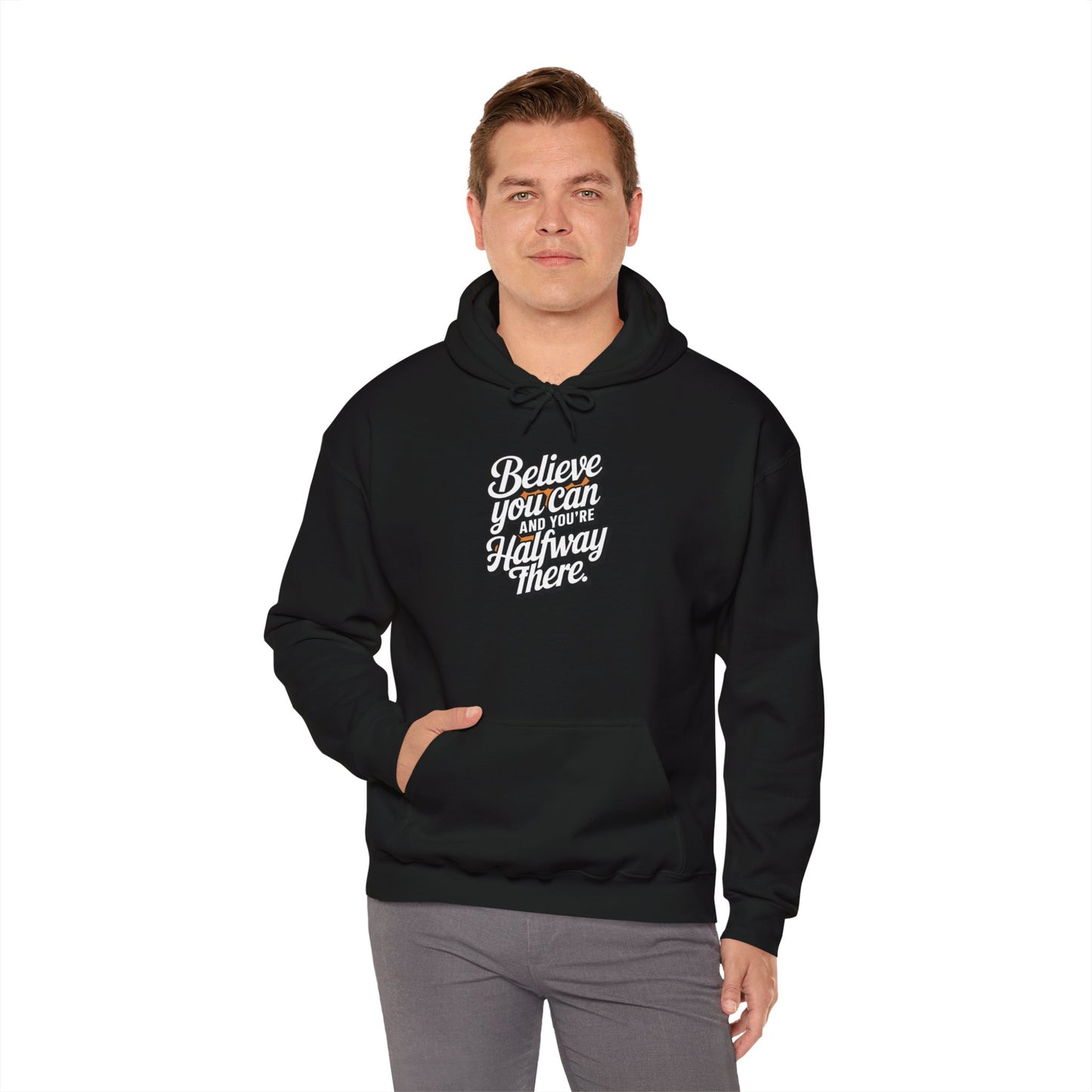 Believe You Can And Your Half Way There Unisex Heavy Blend™ Hooded Sweatshirt Gildan 18000