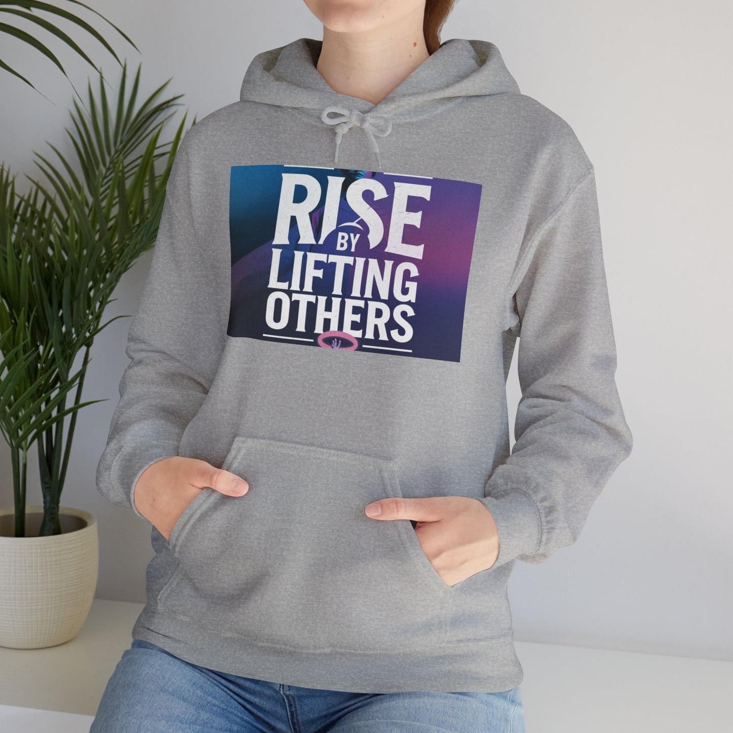 Rise By Lifting Others Hoodie - Inspirational Unisex Hooded Sweatshirt Gildan 18500