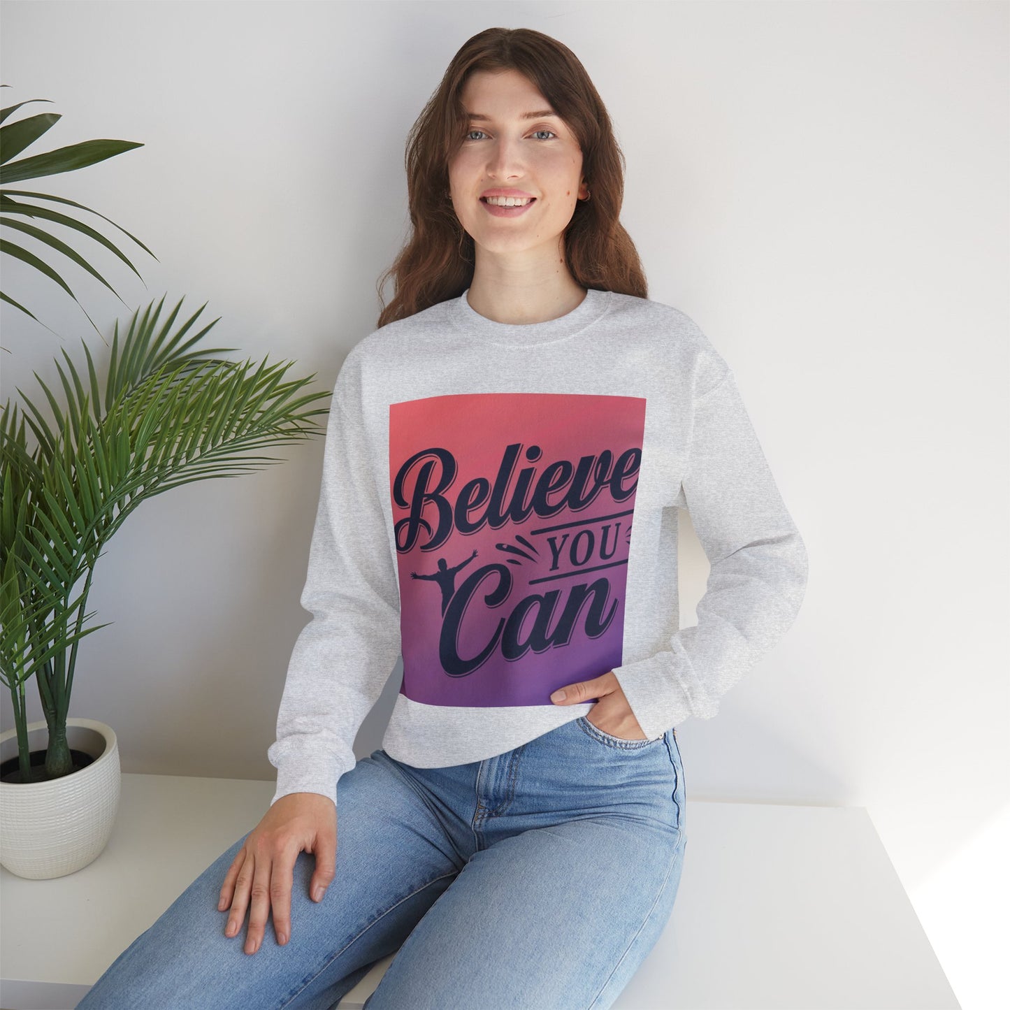 Believe You Can Unisex Heavy Blend™ Crewneck Sweatshirt Gildan 18000