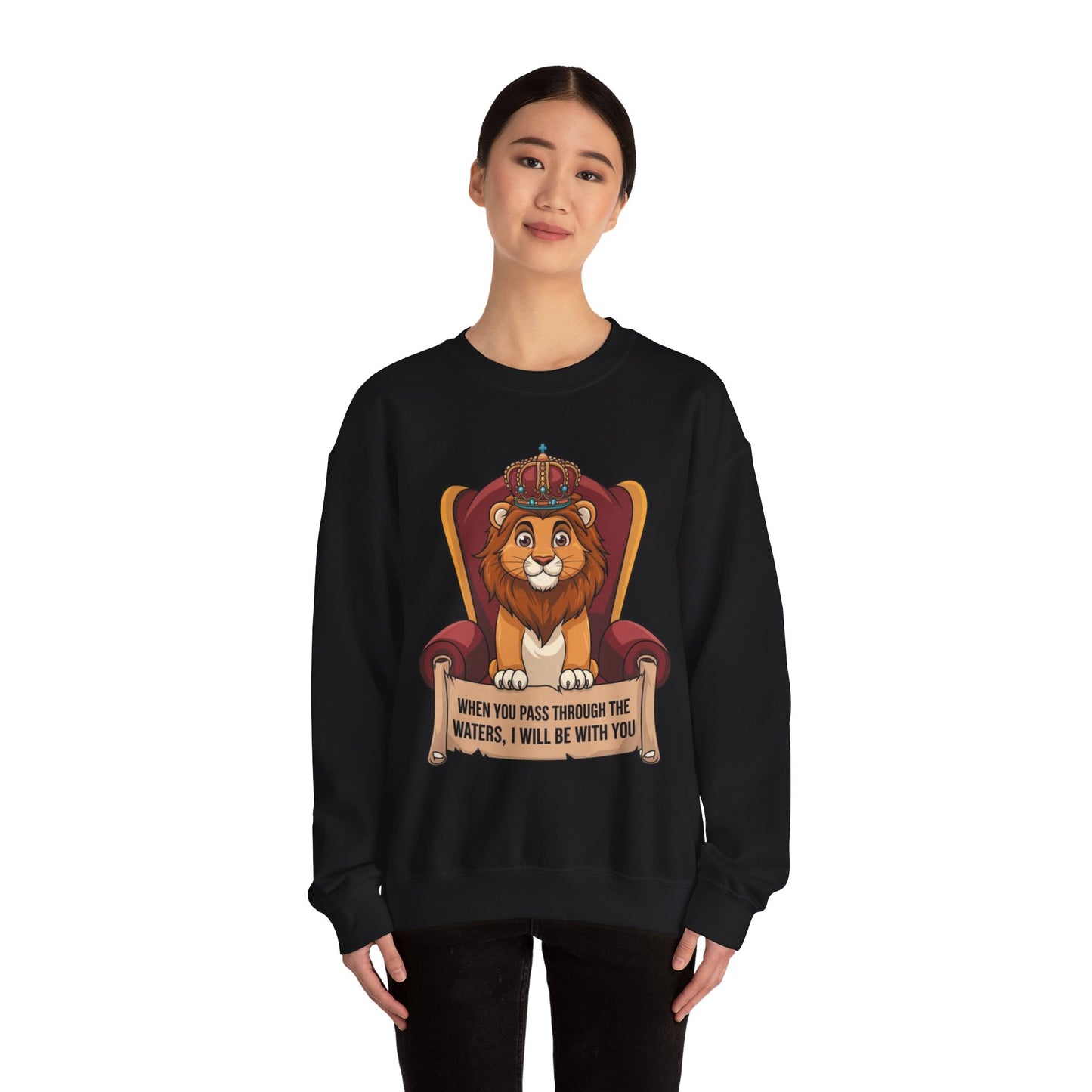 When You Pass Through The Waters, I Will Be With You Unisex Heavy Blend™ Crewneck Sweatshirt Gildan 18000