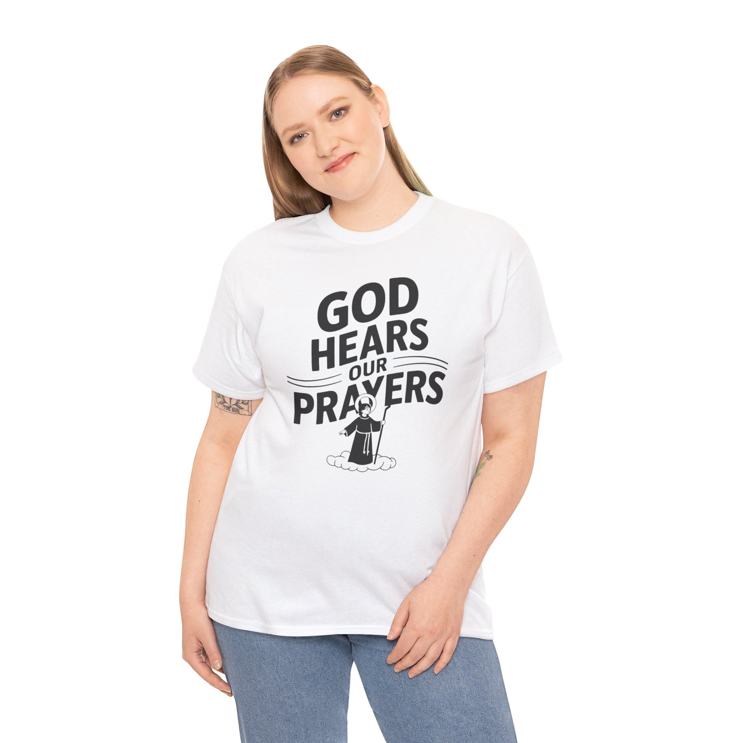 GOD Hears Our Prayers Unisex Heavy Cotton Tee