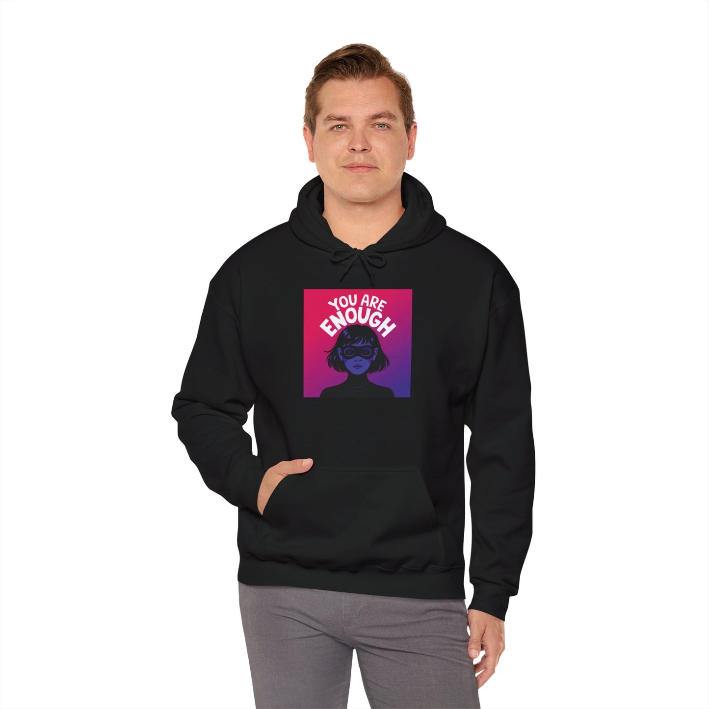 You Are Enough Unisex Heavy Blend™ Hoodie, Hooded Sweatshirt Gildan 18500