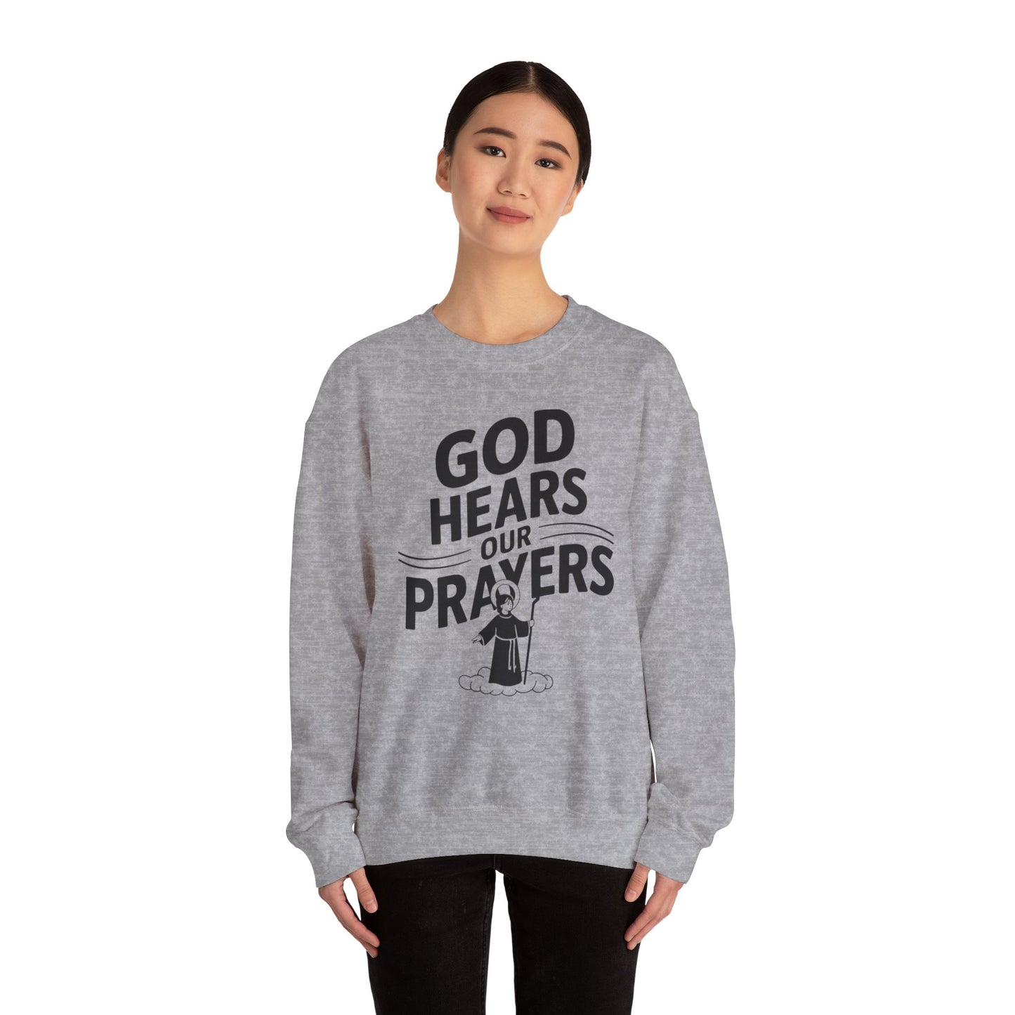 GOD Hears Our Prayers Unisex Heavy Blend™ Crewneck Sweatshirt