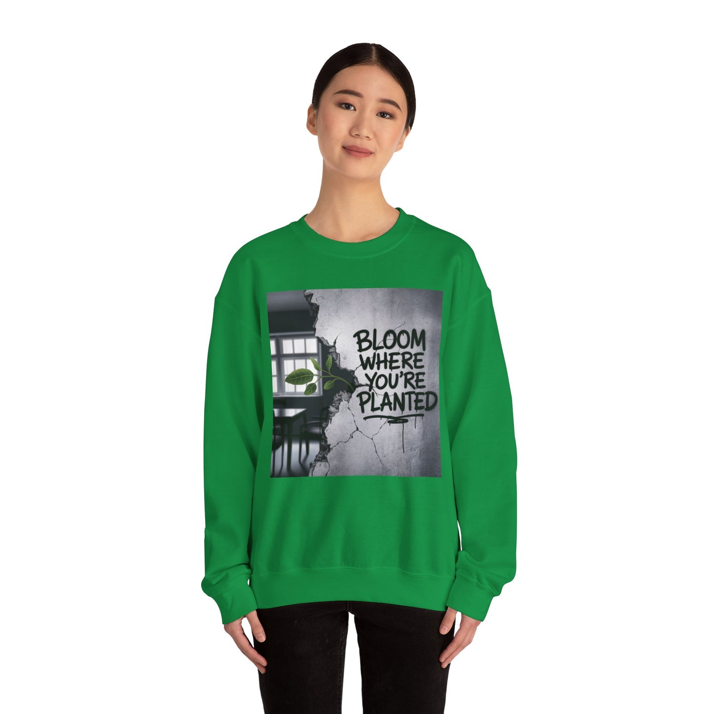 Bloom Where You Are Planted Unisex Heavy Blend™ Crewneck Sweatshirt Gildan 18000