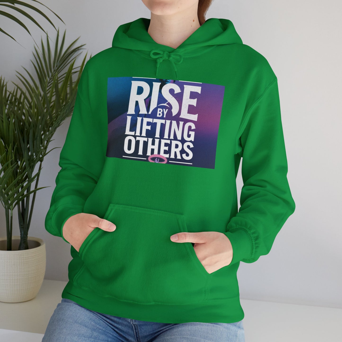 Rise By Lifting Others Hoodie - Inspirational Unisex Hooded Sweatshirt Gildan 18500