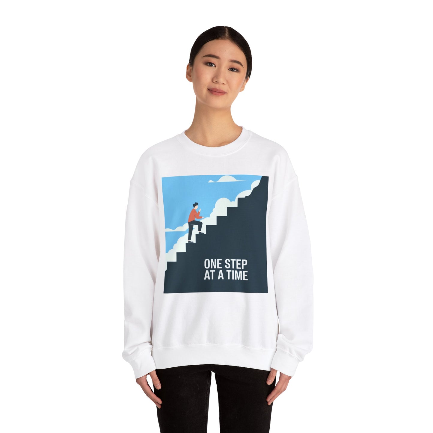 One Step At A Time Unisex Heavy Blend™ Crewneck Sweatshirt Gildan 18000