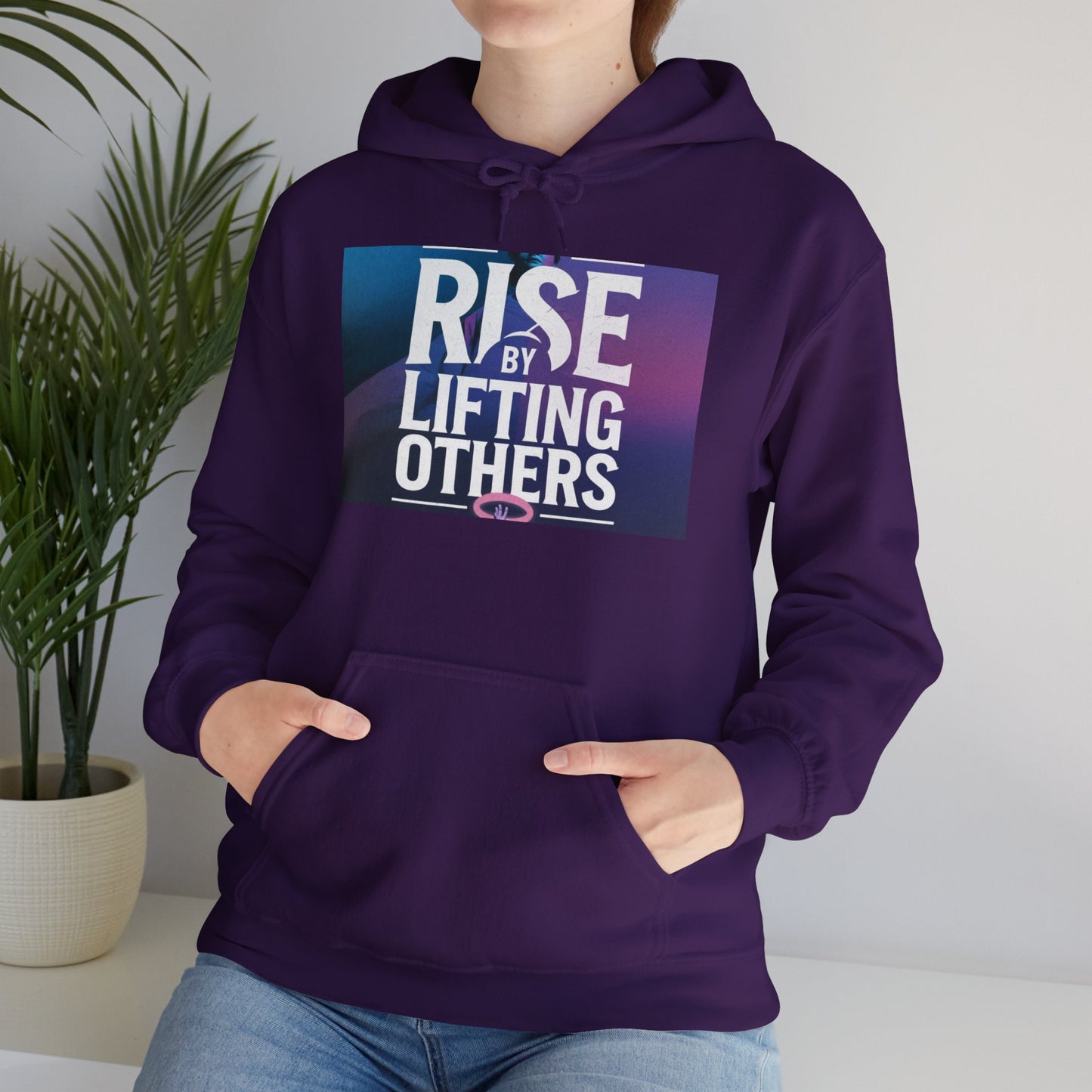 Rise By Lifting Others Hoodie - Inspirational Unisex Hooded Sweatshirt Gildan 18500