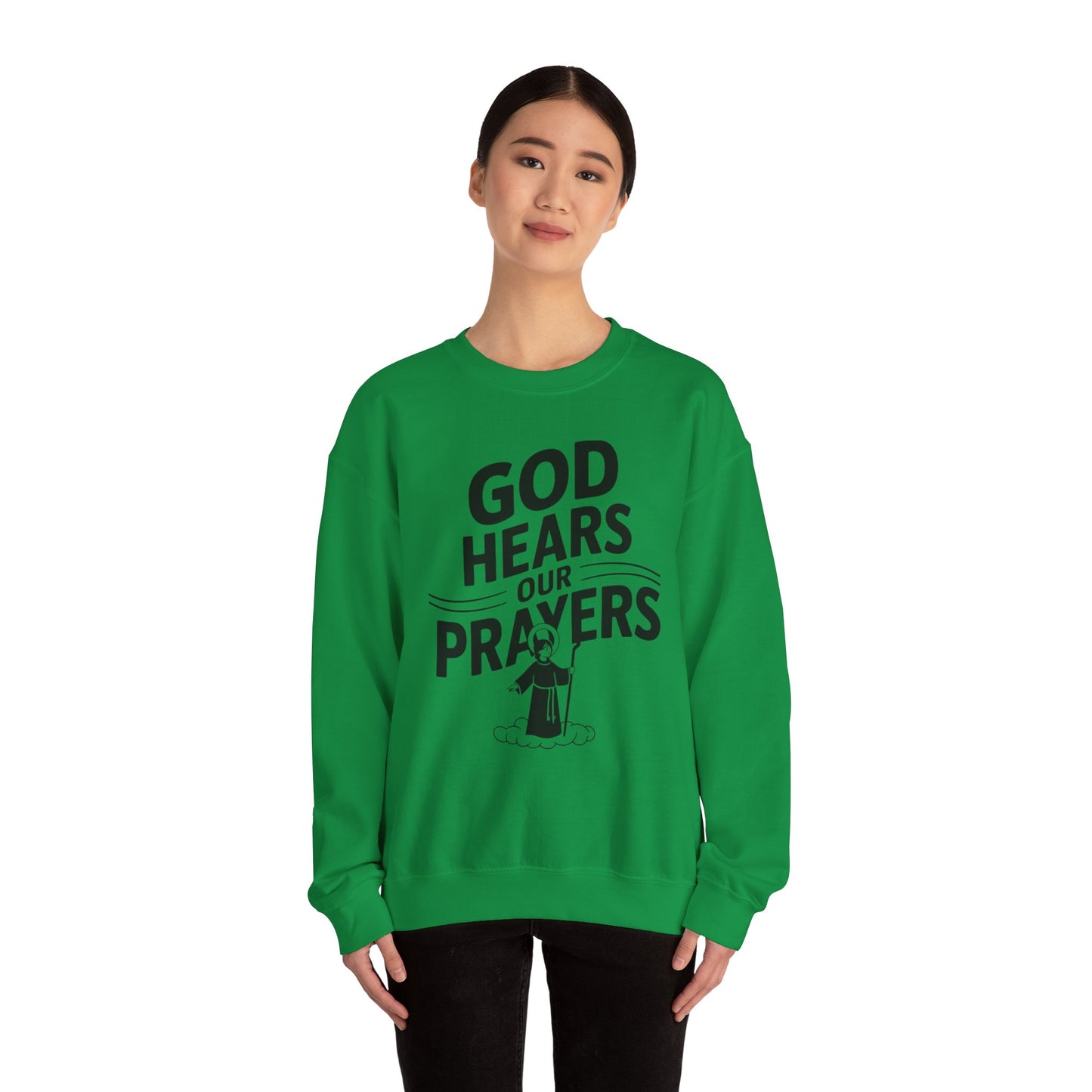 GOD Hears Our Prayers Unisex Heavy Blend™ Crewneck Sweatshirt