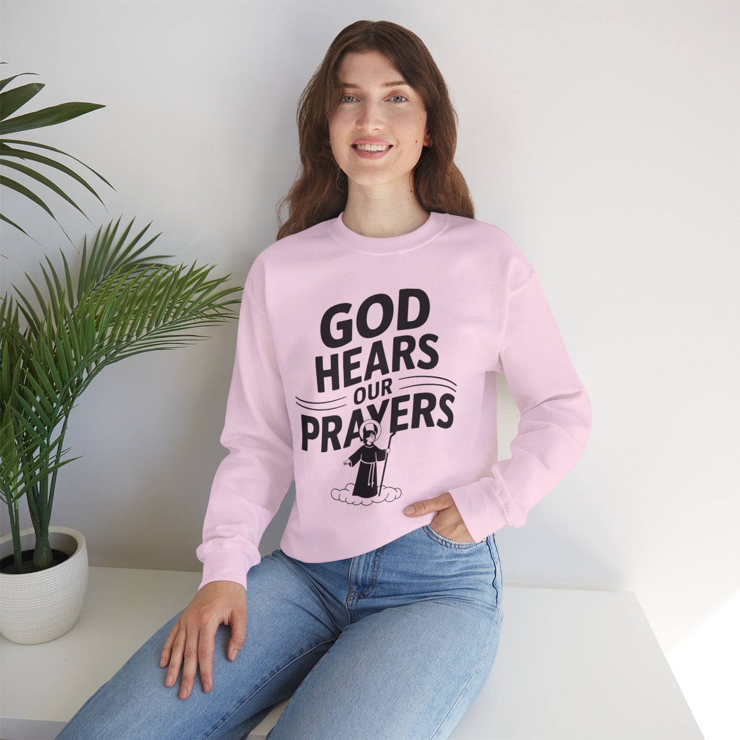 GOD Hears Our Prayers Unisex Heavy Blend™ Crewneck Sweatshirt