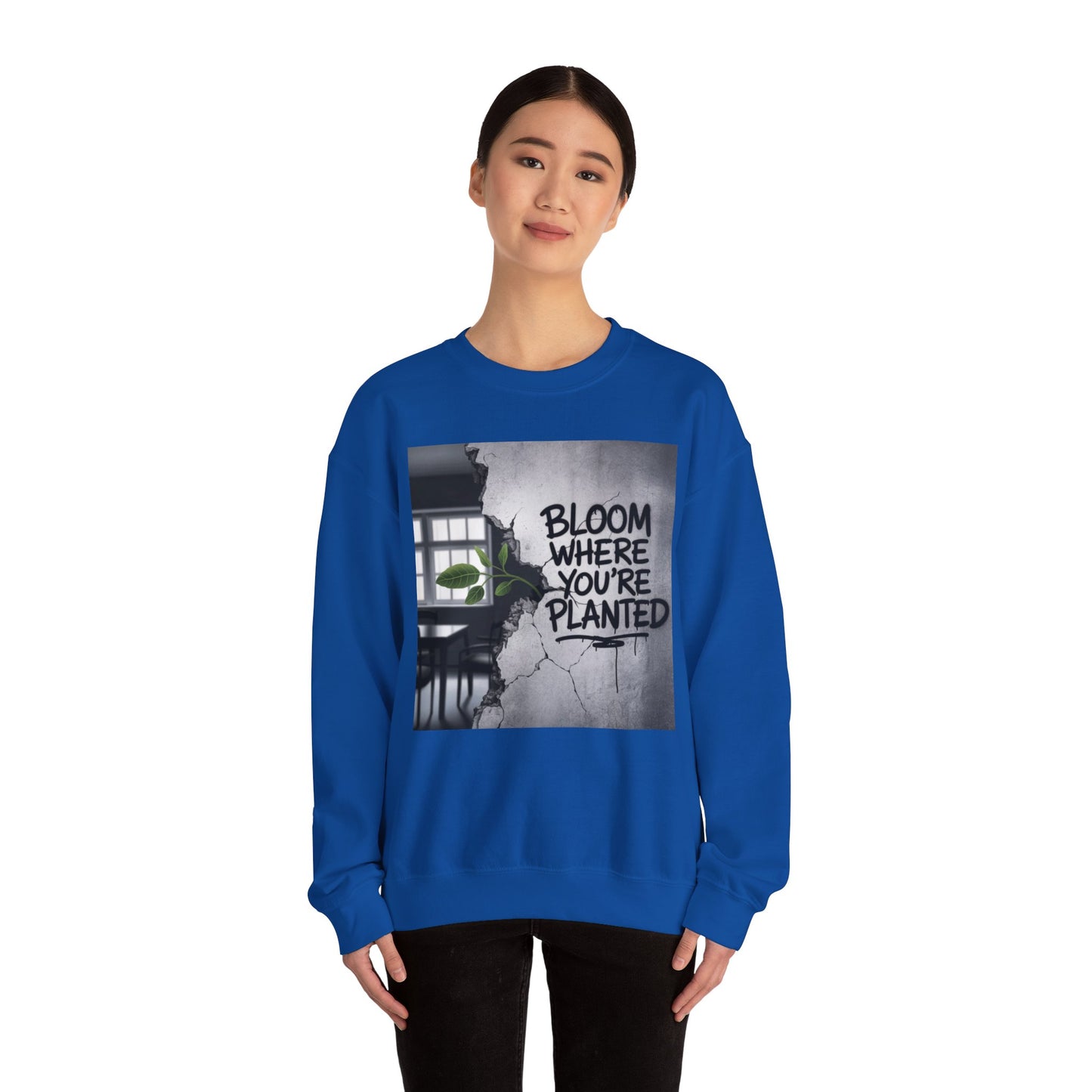 Bloom Where You Are Planted Unisex Heavy Blend™ Crewneck Sweatshirt Gildan 18000