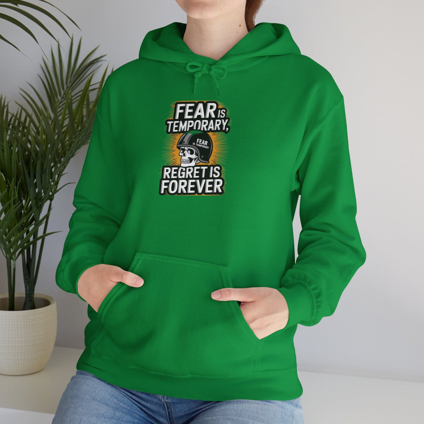 Fear Is Temporary, Regret Is Forever Unisex Heavy Blend™ Hoodie, Hooded Sweatshirt Gildan 18500