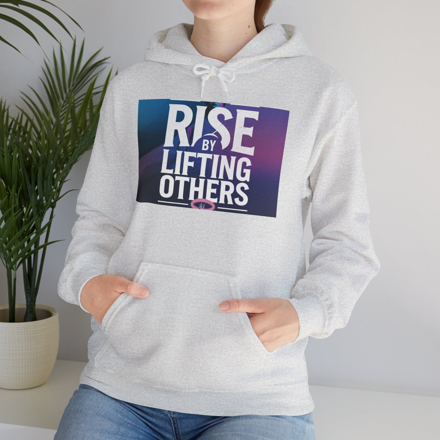 Rise By Lifting Others Hoodie - Inspirational Unisex Hooded Sweatshirt Gildan 18500