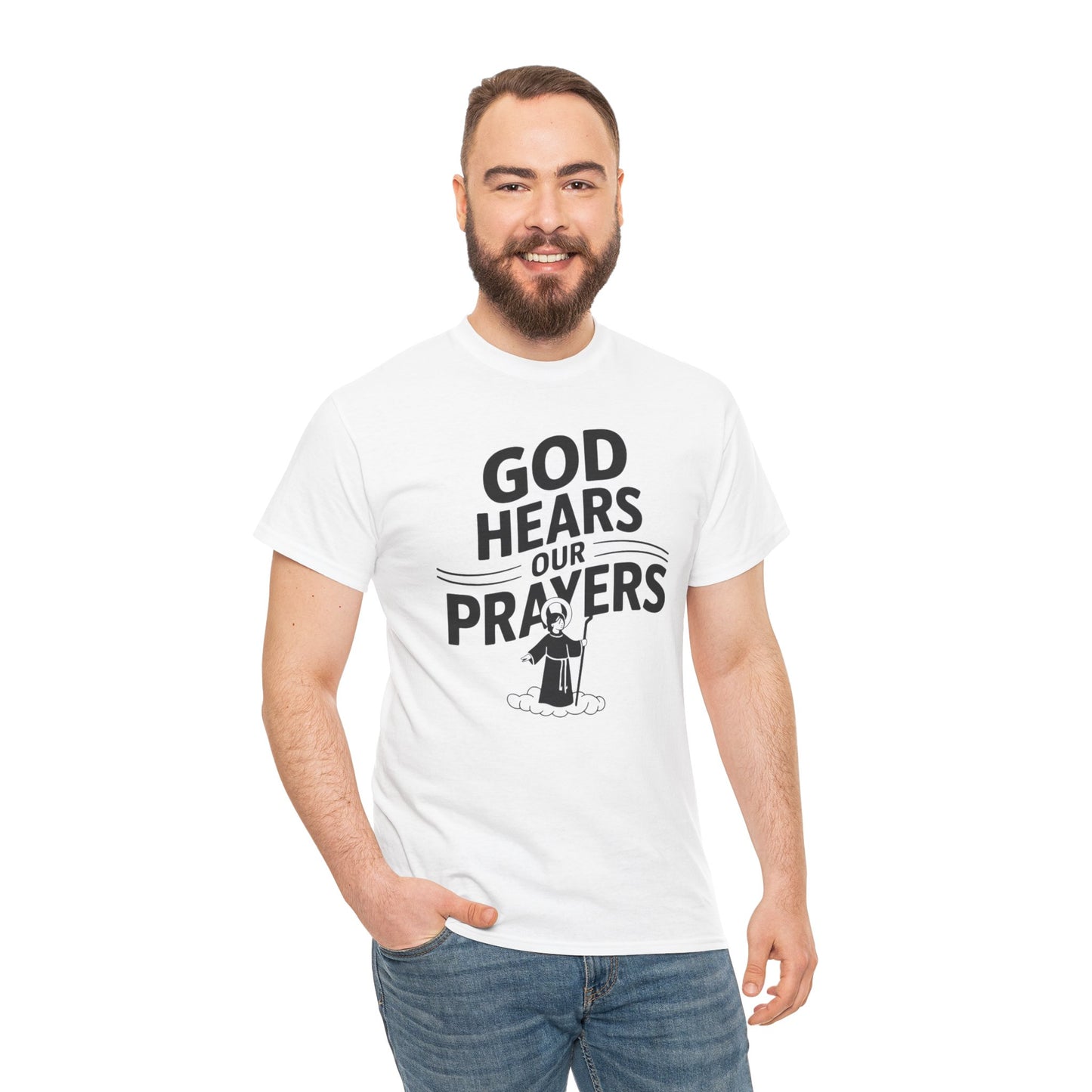 GOD Hears Our Prayers Unisex Heavy Cotton Tee