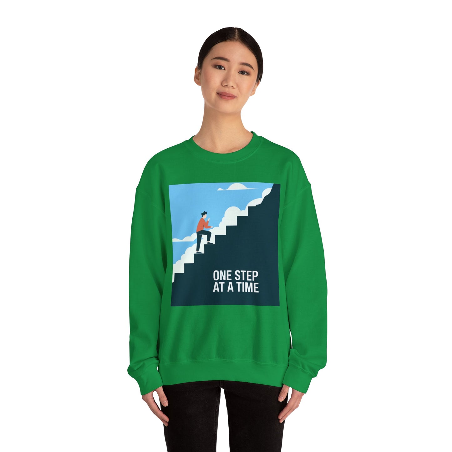 One Step At A Time Unisex Heavy Blend™ Crewneck Sweatshirt Gildan 18000