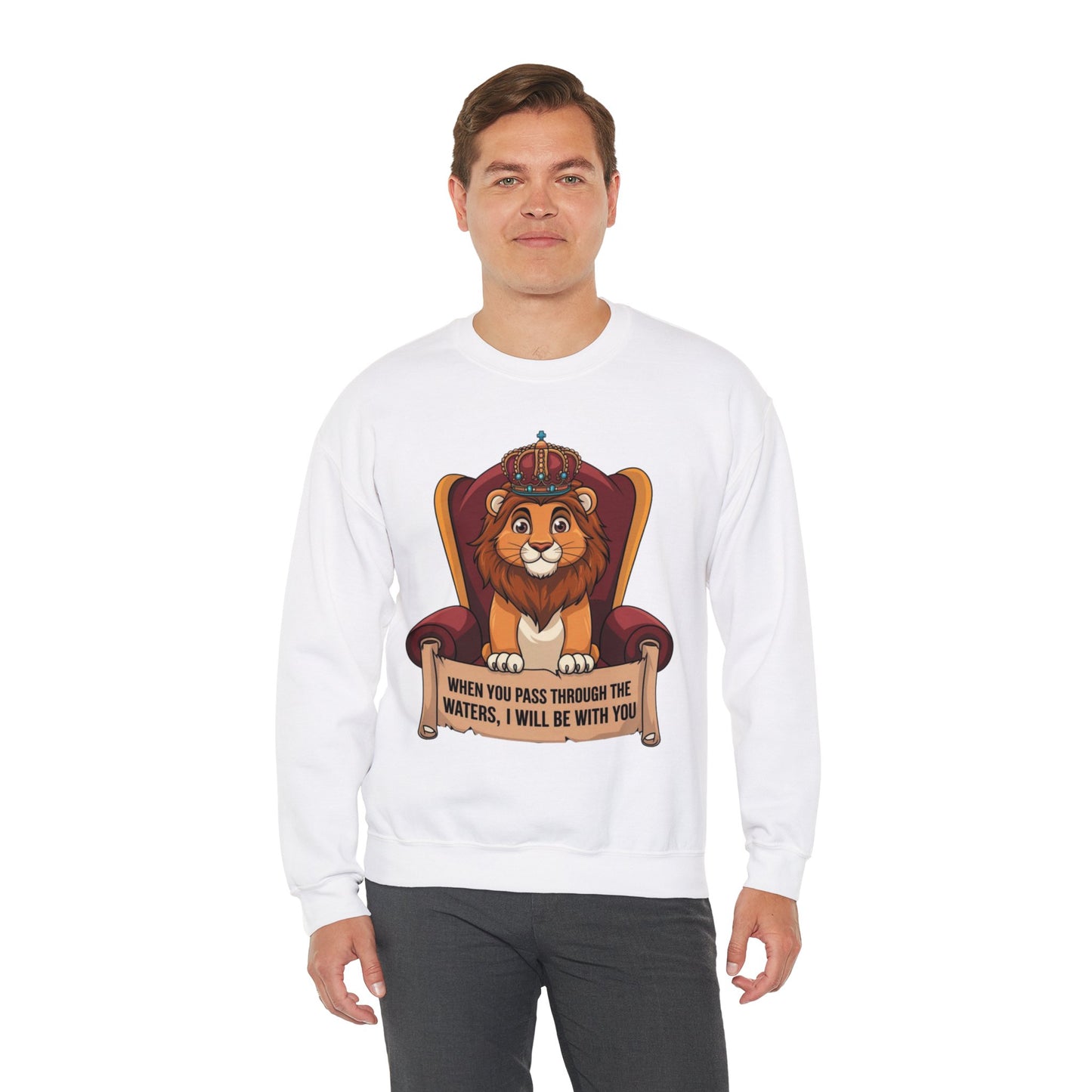 When You Pass Through The Waters, I Will Be With You Unisex Heavy Blend™ Crewneck Sweatshirt Gildan 18000